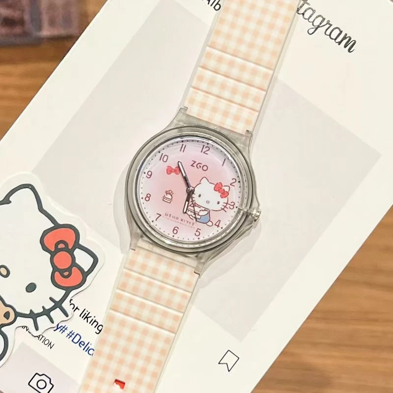 

Sanrio Hello Kitty мультяшные водонепроницаемые часы для девочек, студентов, детей, милые кварцевые часы с указателем, светящиеся, высокий внешний вид, подарок на день рождения