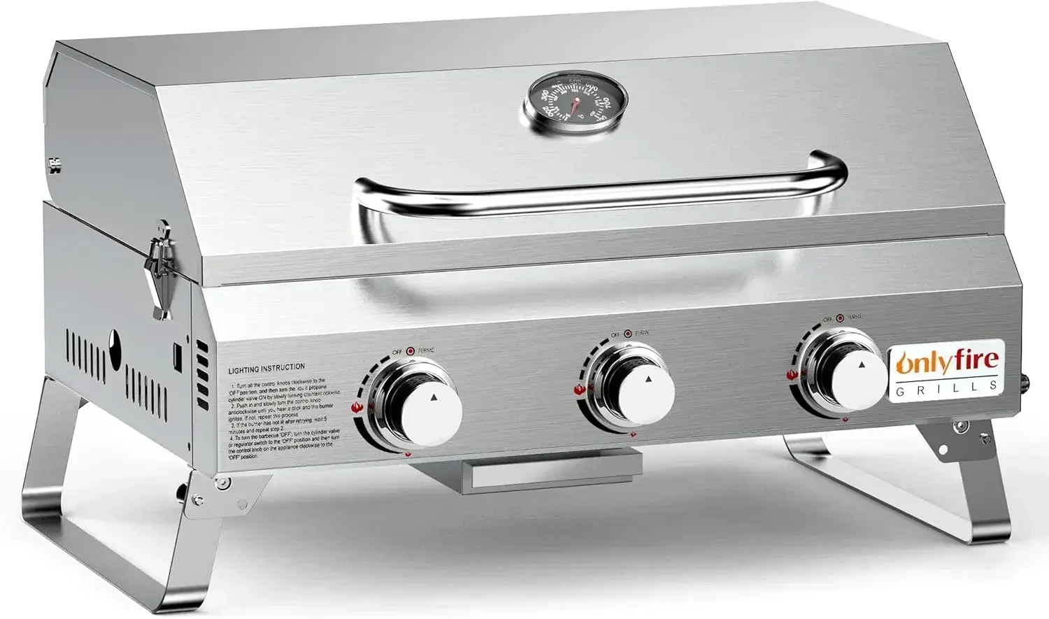 

Onlyfire Tabletop Gas Grill 3 Burners, 24" Stainless Steel Portable Propane Grill with Foldable Legs 2024 HOT