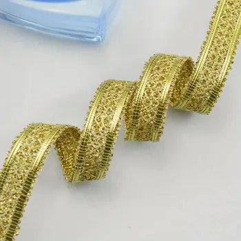 每包4米/13.12英尺金色蕾絲花邊,寬幅,適用於縫紉、帽子、窗簾、連衣裙等,可作為DIY手工工藝品絲帶或布料裝飾。 10 最佳銷售 奢華蕾絲 - №9