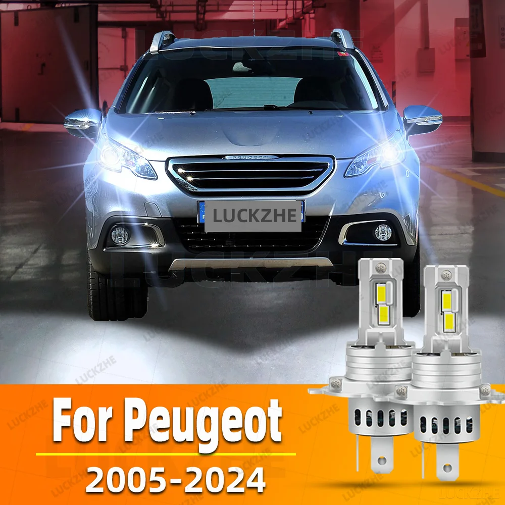 2pcs Led Headlight For Peugeot 1007 2008 3008 4007 4008 5008 High / Low Beam 2005-2016 2017 2018 2019 2020 2021 2022 2023 2024