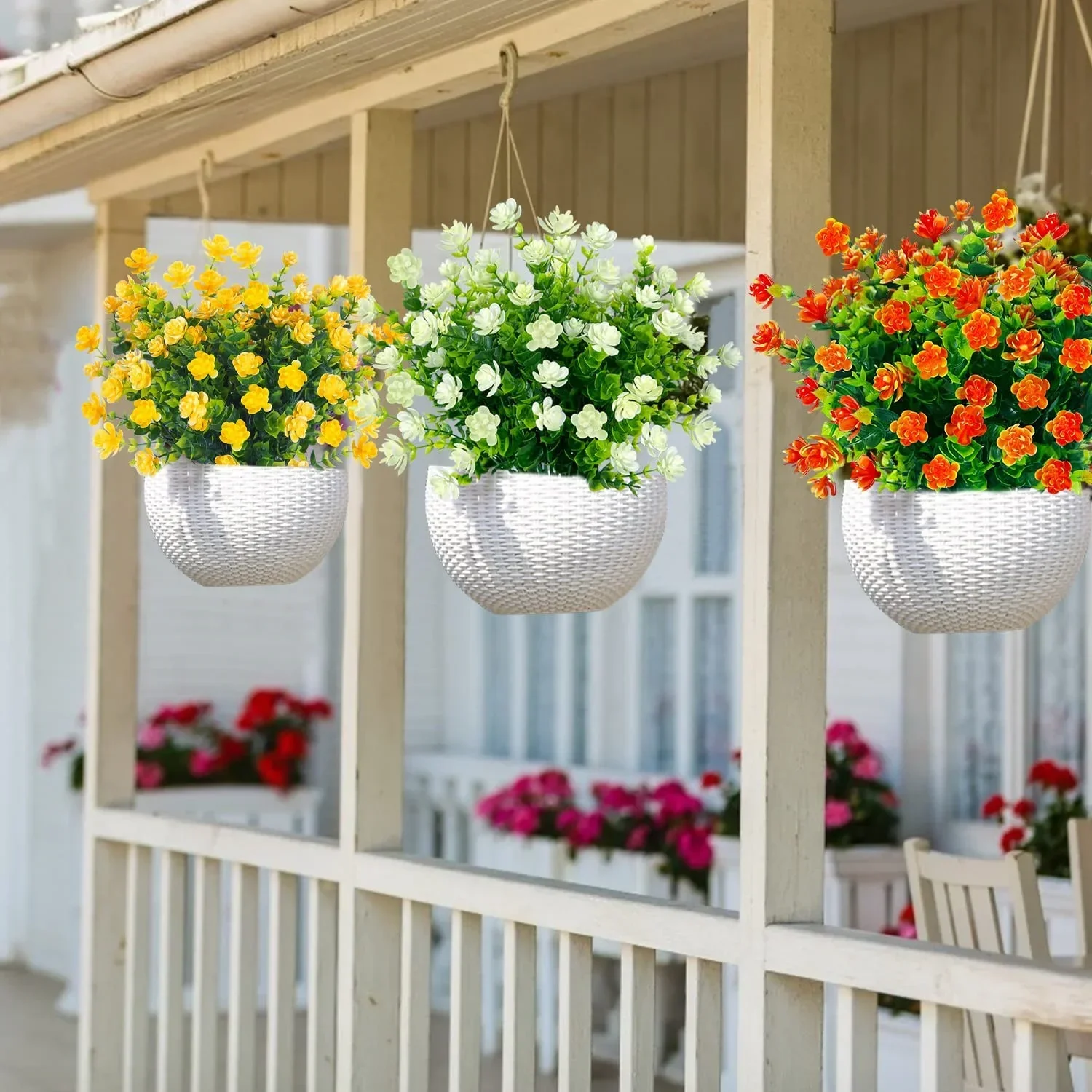 Artificial Flowers for Decoration UV Resistant Fake Flowers Outdoor Plastics Bouquet Shrubs Plants for Hanging Home Garden Decor