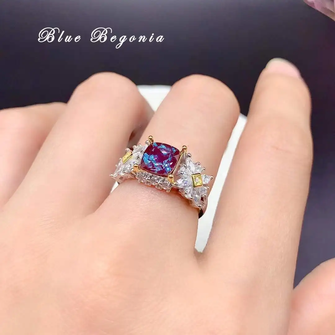 Alexandre Ring 925 Sterling Silver 5.5*5.5mm Gemstone Jewelry for Women Wedding Engagement Gift