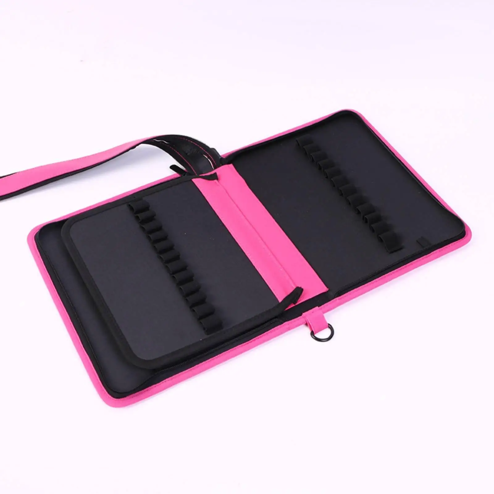 large-capacity-marker-case-double-zipper-closure-multi-layer-marker-organizer-pu-material-multi-compartment-pen-carrying-case