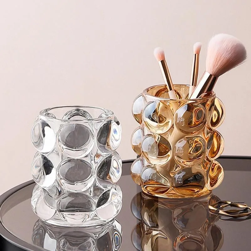 INS Style Creative Glass Pen Decoration for Girl, Eyebrow Makeup Organizer, Brush Holder, Cute Desktop Lipstick Storage