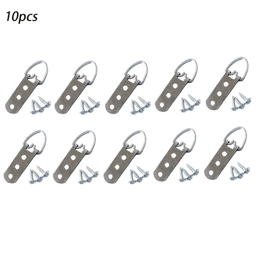 10/50 Pieces 2/3Hole D-ring Painting Picture Art Work Photo Wood Frame Hanger Solid Wall Hook Screw Assortment Kit Set