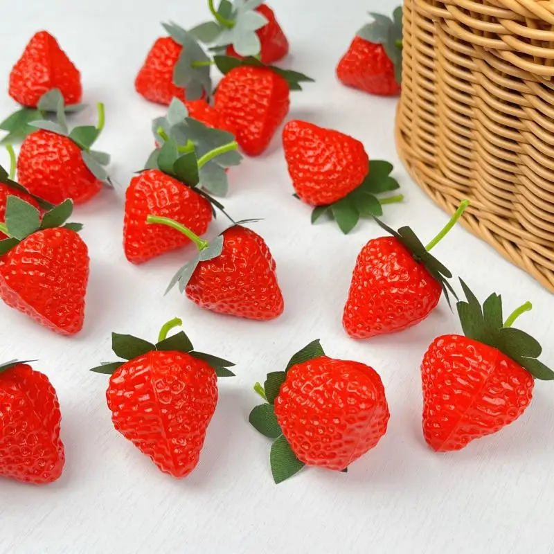 Lebensechte künstliche Erdbeeren aus Kunststoff, 10-20 Stück, künstliches Fruchtset für Fotografie-Requisiten, Babyparty-Dekoration – Detail 4