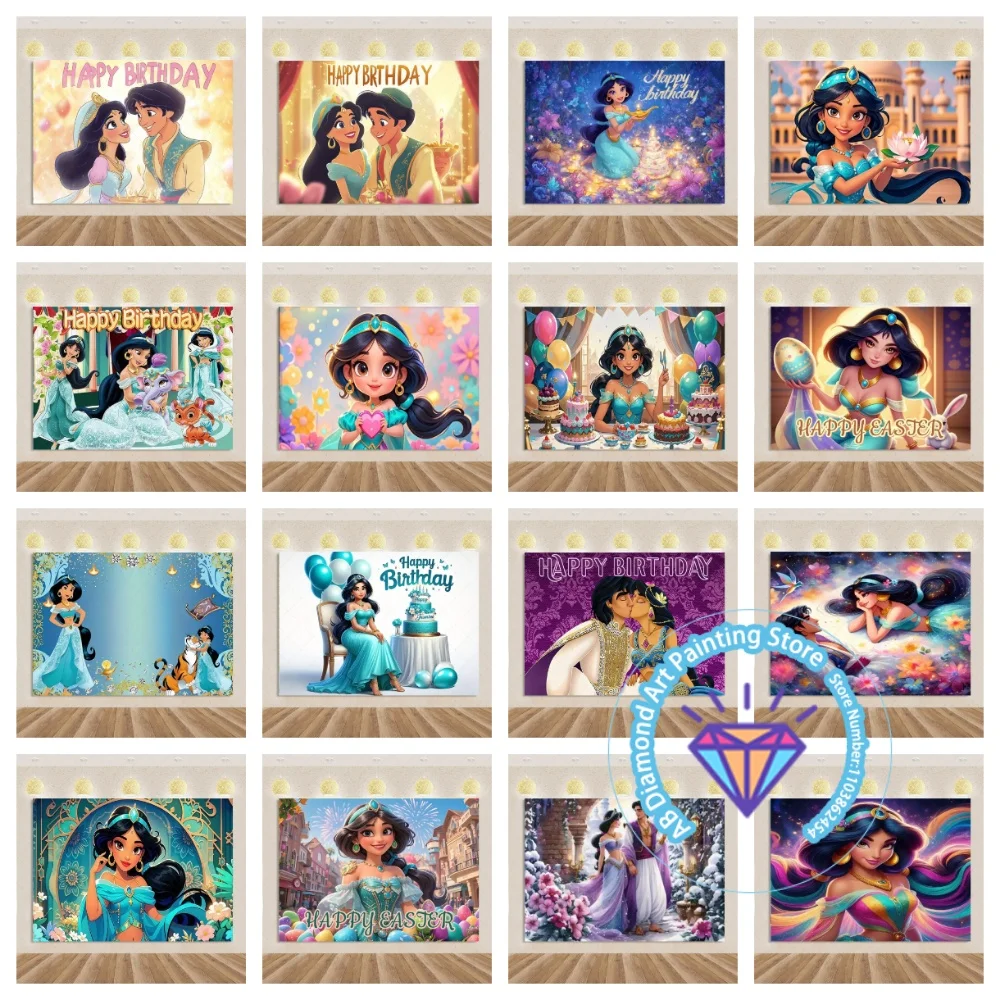 

Jasmine Princess Cartoon AB Diamond Drawing Kit Square Round Diamond 5D DIY Mosaic Handmade Art Adult Exquisite Gift Home Decor
