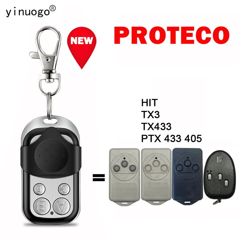 100% Clone PROTECO HIT TX3 TX433 PTX 433 405 Garage Door Opener Key 4 Buttons 433MHz Fixed Code PROTECO Remote Control TX433