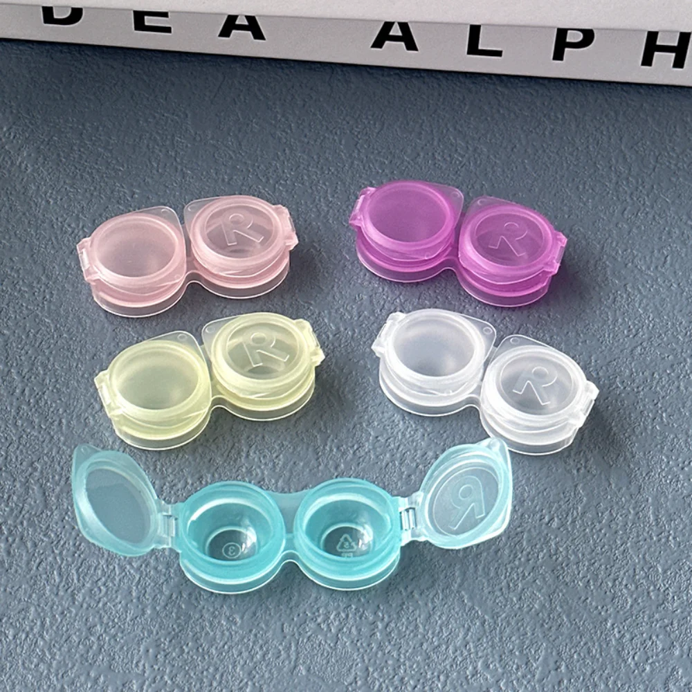 KLASSNUM Mini Push Contact Lens Case Travel Portable Holder Storage Container Soaking Box Transparent Candy Color Companion box