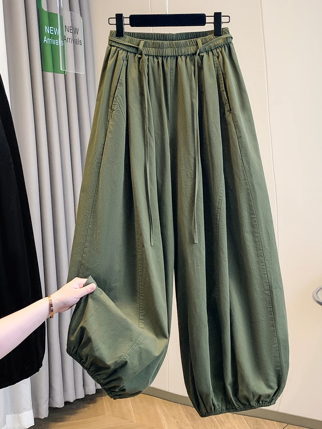 

High-End Color Casual Wide Leg Pants Women's Loose Faionable All-Match Trousers Japanese Sle High Waist Cotton Summer