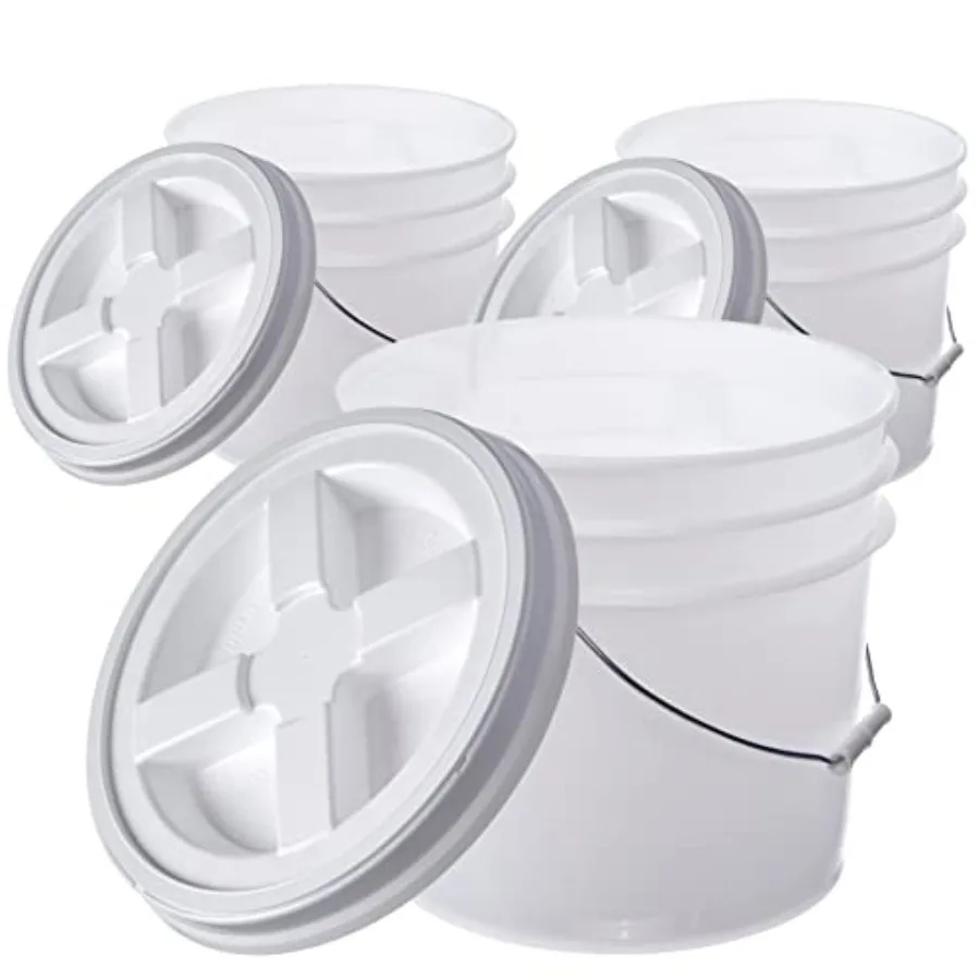 

Hudson Exchange Premium 3.5 Gallon Bucket Natural 3 Pack with Gamma Seal Lid HDPE