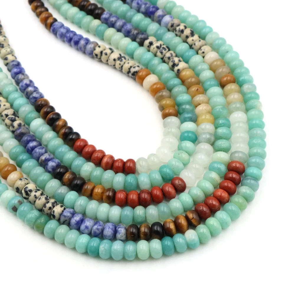 5x8mm Natural Stones Crystal Wheel Flat Bead Handmade DIY Gift Hanging Keychain Bead Braided Rope Bracelet Necklaces Accessories