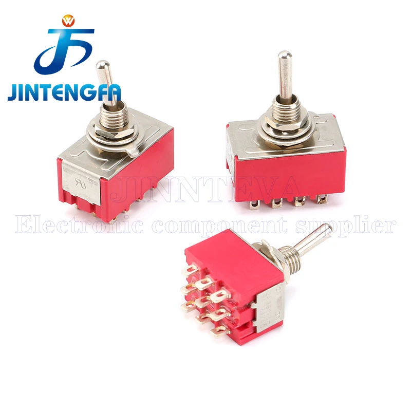 2PCS Toggle Switch SPDT DPDT MTS 2A 3A 5A 6A 125V 250 AC ON-ON ON-OFF-ON Rocker Starting Self-Reset Switch 3/6/9/12Pin Red