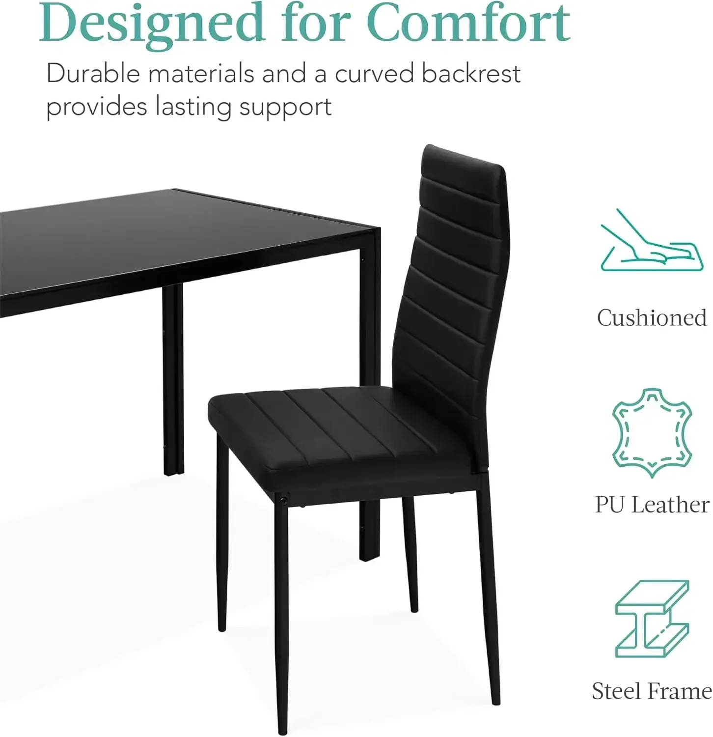 [وصول جديد، سعر مخفض! ]طقم طعام زجاجي مكون من 7 قطع، أثاث طاولة المطبخ الحديثة لغرفة الطعام، طعام صغير، 6 بولي يوريثان منجد