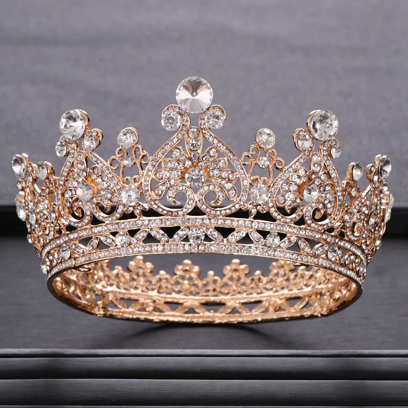 Vintage Silver Color Tiaras Crystal Round Big Crown Bridal Crown Tiara Wedding Queen Crown Hair Jewelry Bride Hair Accessories image 6