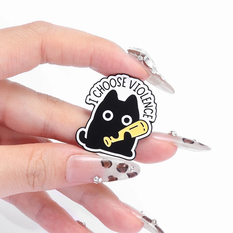 Niedliche Katzen-Emaille-Anstecknadeln, individuell, „My Cat And I Talk Shit About You“, Broschen, Anstecknadeln, Kleidung, Tierschmuck, Geschenk für Kinder und Freunde – Detail 3