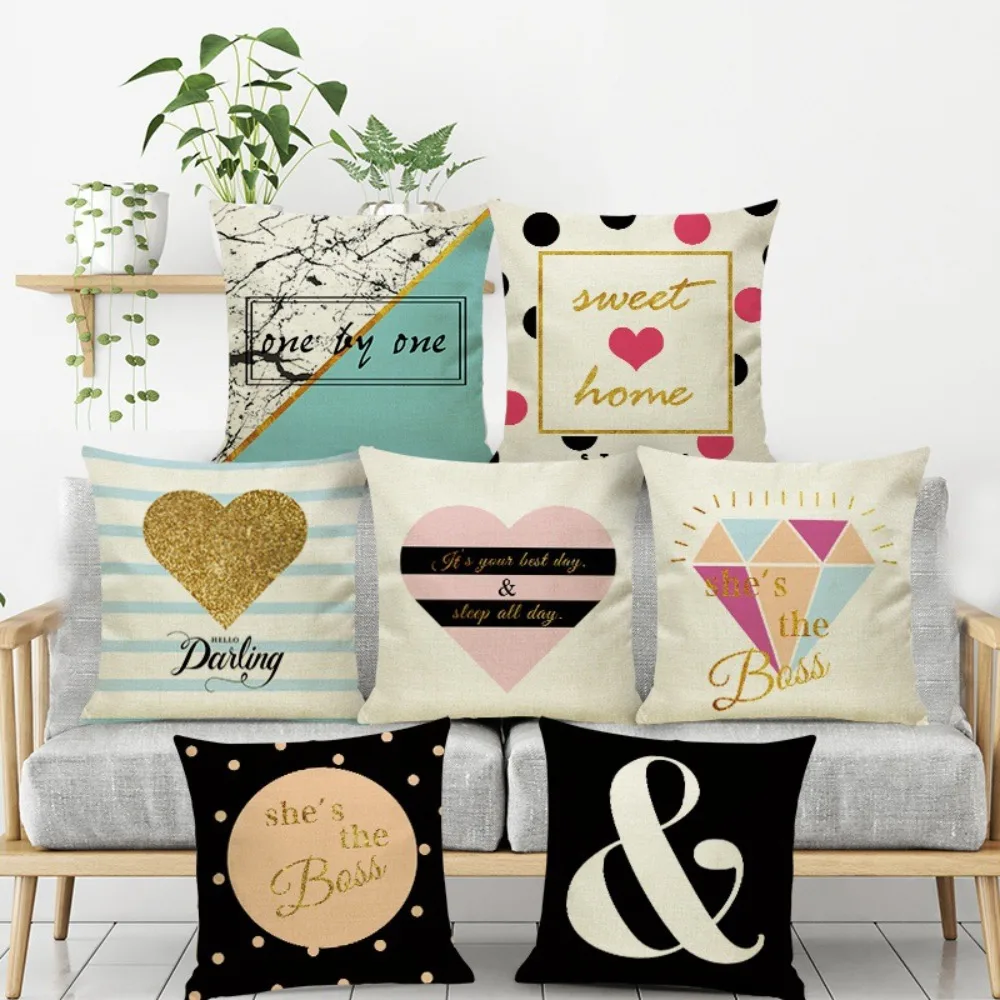 

Couple Love Pillowcase Diamond Heart Print Home Decorative Cushion Covers Pillow Case Decorative Pillows