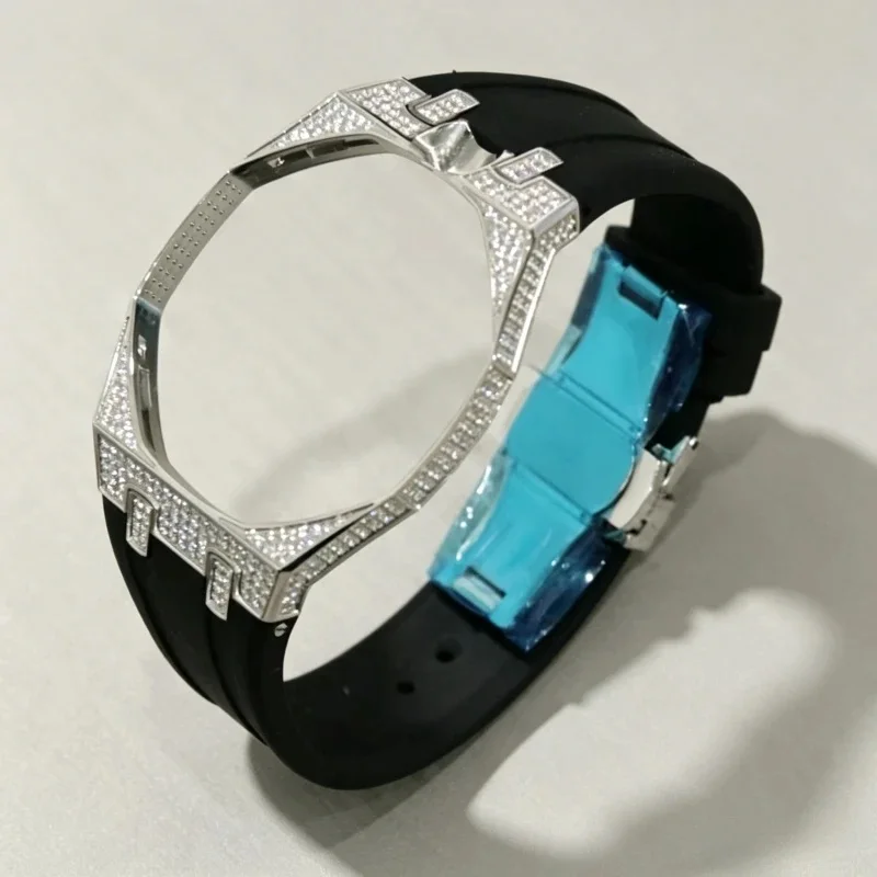 for Swatch Royal Pop Pocket Watch moissanite Modification Advanced Diamond Style Metal Case Silicone Strap Mod Kit Fit