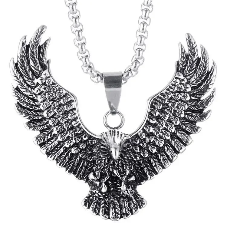 Classic Punk Style Motorcyclist Gold Color Accessories Animal Eagle Wing Pendant Necklace Men\\'s Jewelry