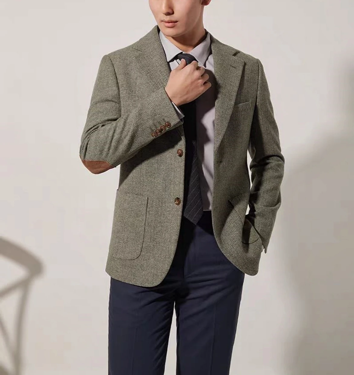 

﻿ Hot Sale Autumn winter Men's Herringbone Jacket Coat Business Office Business Slim Fit Single Breasted Man Suits Tops