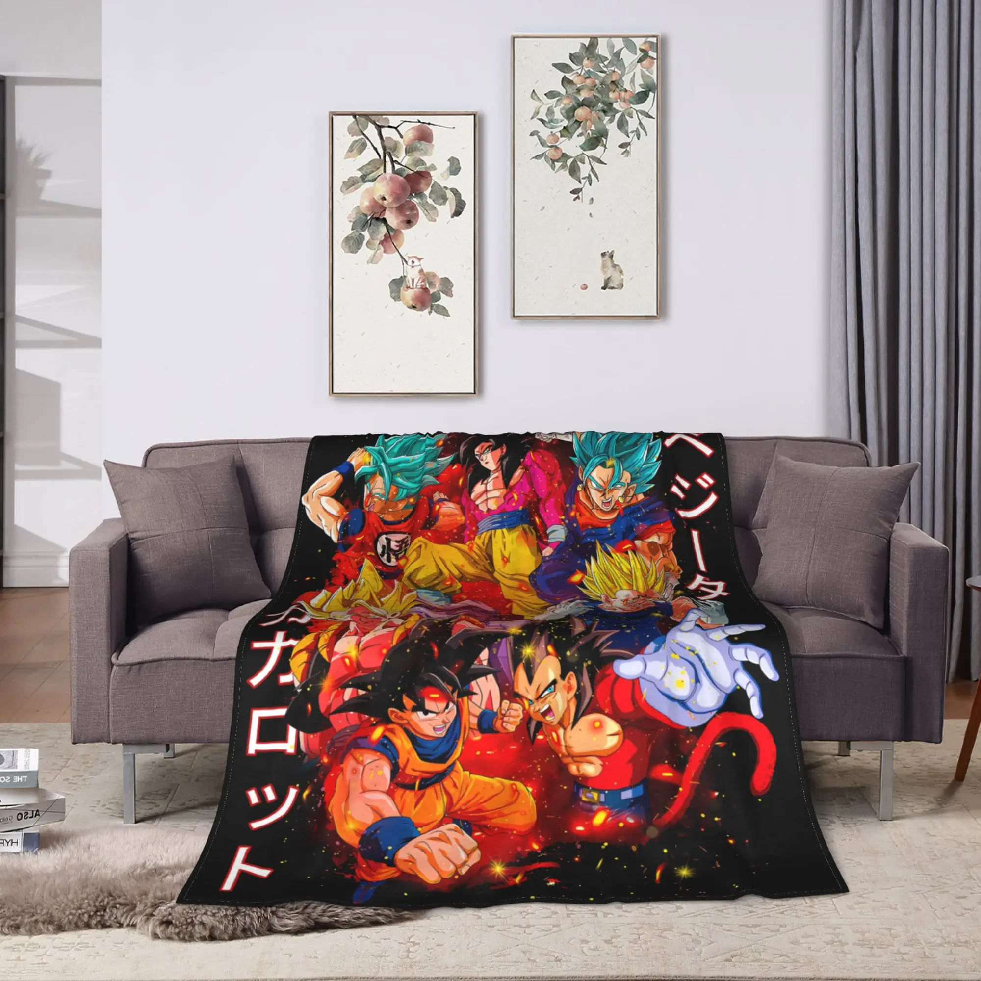 Go Kanji Art D-Dragon B-Ball Blanket  Soft Warm Aesthetic Plush Throw Blanket For Child Living Room Flannel Bedspread Bed Cover