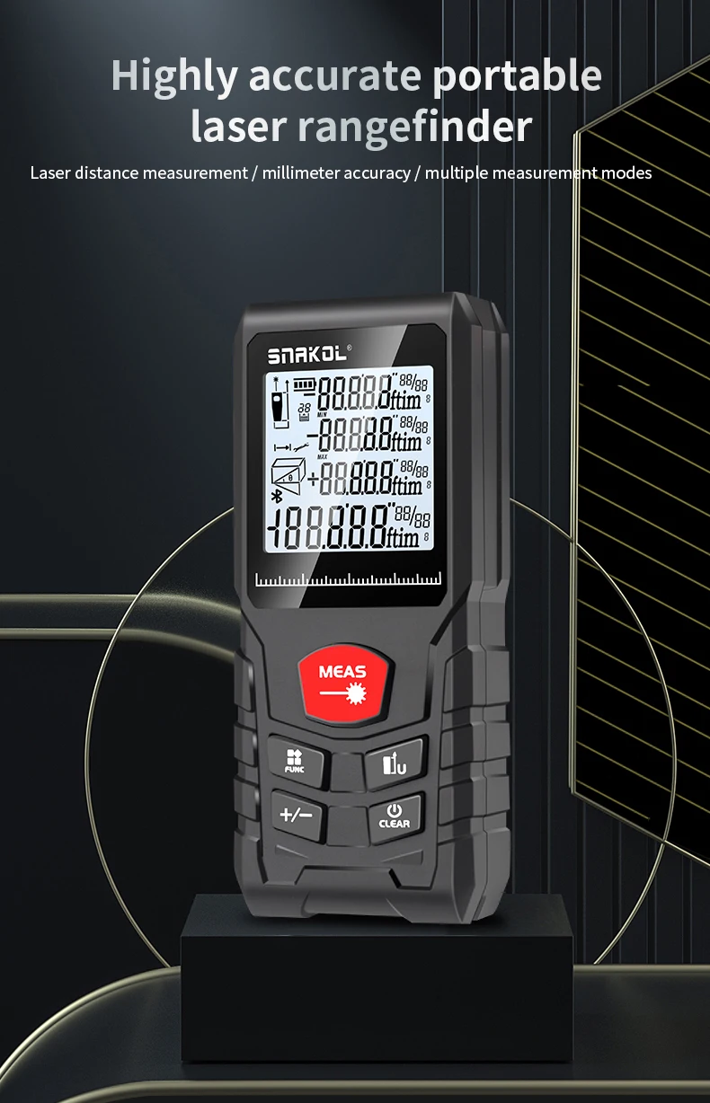 SNAKOL SK-120 Laser-Entfernungsmesser, 50/70/100/120 m hochpräziser Entfernungsmesser, IP54 wasserdichtes digitales Messwerkzeug – Detail 1