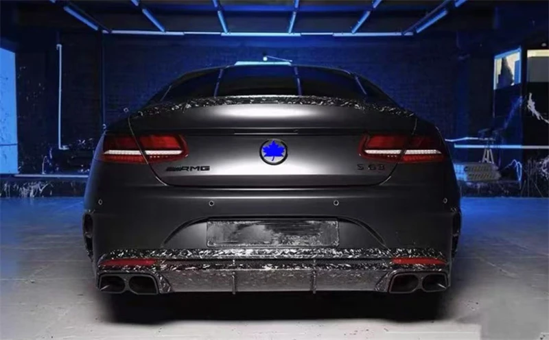 Untuk Mercedes Benz W217 S63 2019 2020 2021 2022 2023 ReaI Bumper Serat Karbon Kit Spoiler Pisau Angin Sayap Ekor Bibir Belakang Bibir Depan