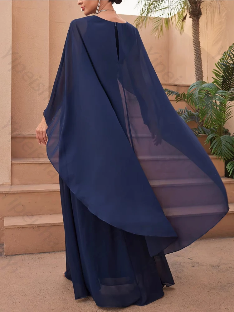 Customized V-Neck Long Cloak Sleeves Embroidered Evening Dresses Elegant Celebrity Dress Exquisite High Quality Prom Party Gowns