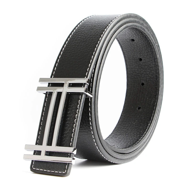 Hoge Kwaliteit Nieuwe Casual 38Mm Heren Riem Designer Echt Lederen Riemen Band Mannelijke Metalen Gladde Gesp Mode Vrouwen Riemen