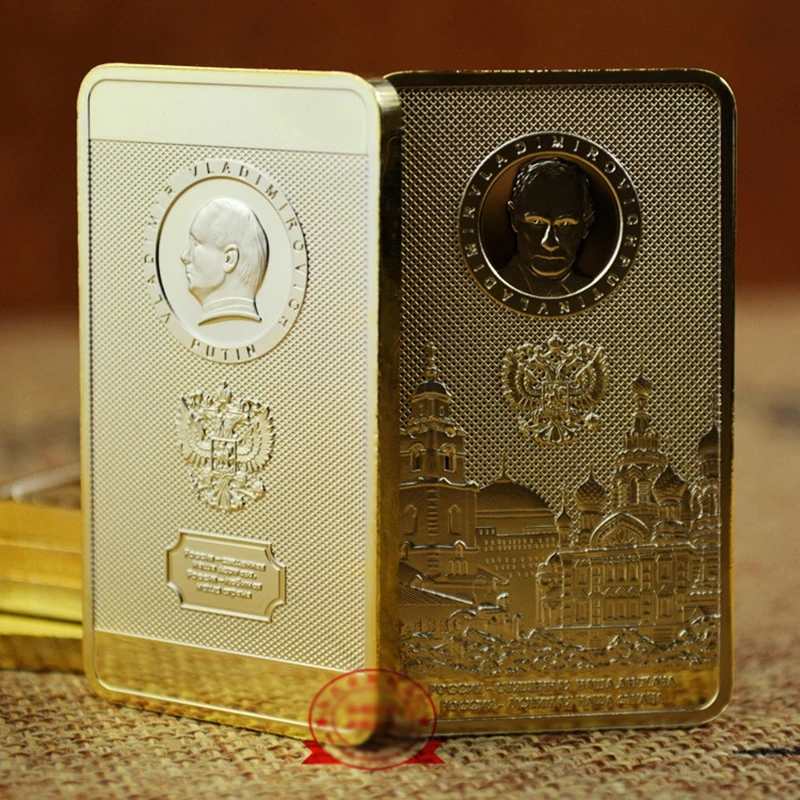 1 Uds., presidente ruso Putin, barra de lingotes de oro de 24K, medallón conmemorativo, insignias de monedas, colección de regalo, copia del Kremlin