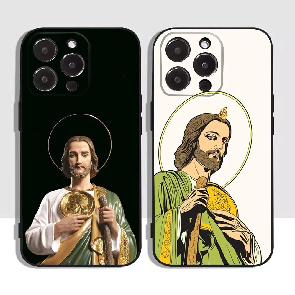 San Judas Phone Case For Apple iPhone 15,14,13,12,11,XS,XR,X,8,7,Pro,Max,Plus,mini Silicone Black Cover