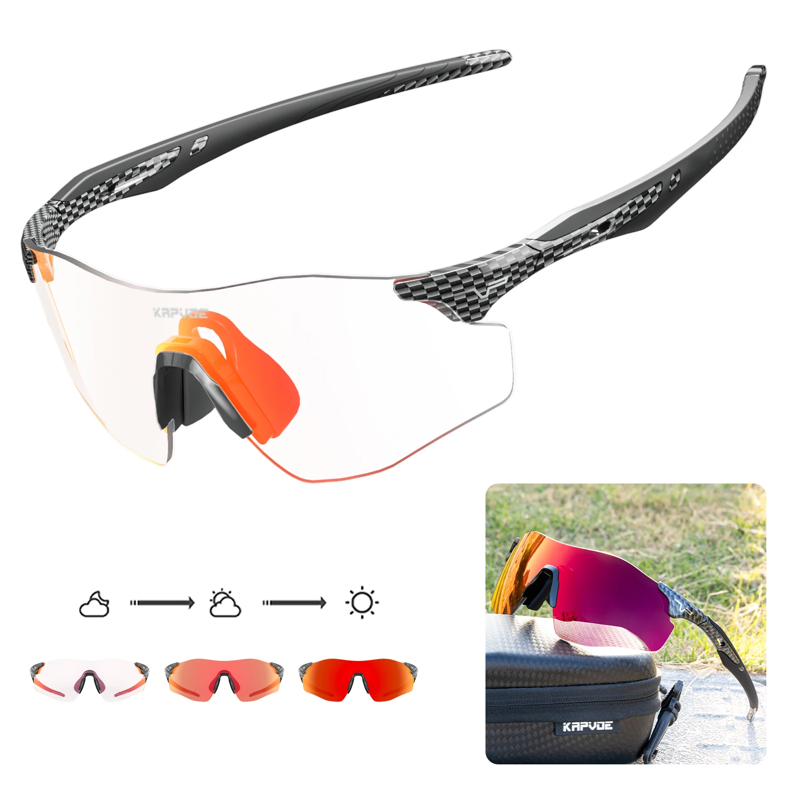 AliExpress kapvoe Kapvoe Lightweight Hiking Eyewear Photochromic Sports Sunglasses Cycling Glasses Bike Bicycle Glasses Men's MTB Running UV400