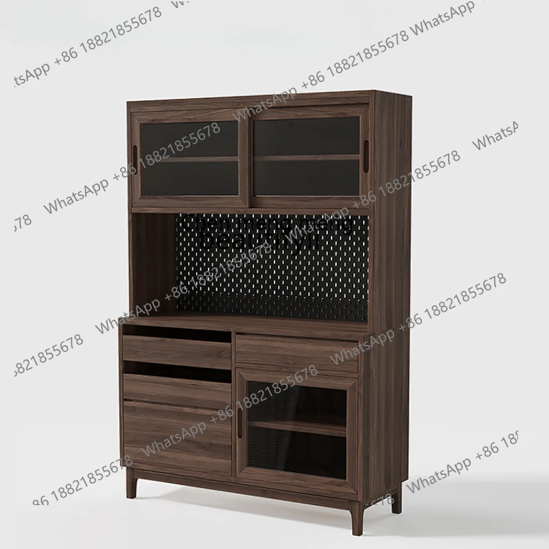 Modern Light Luxury Simple North American Black Walnut Minimalist Light Luxury Sideboard Cabinet Restaurant Locker Combination
