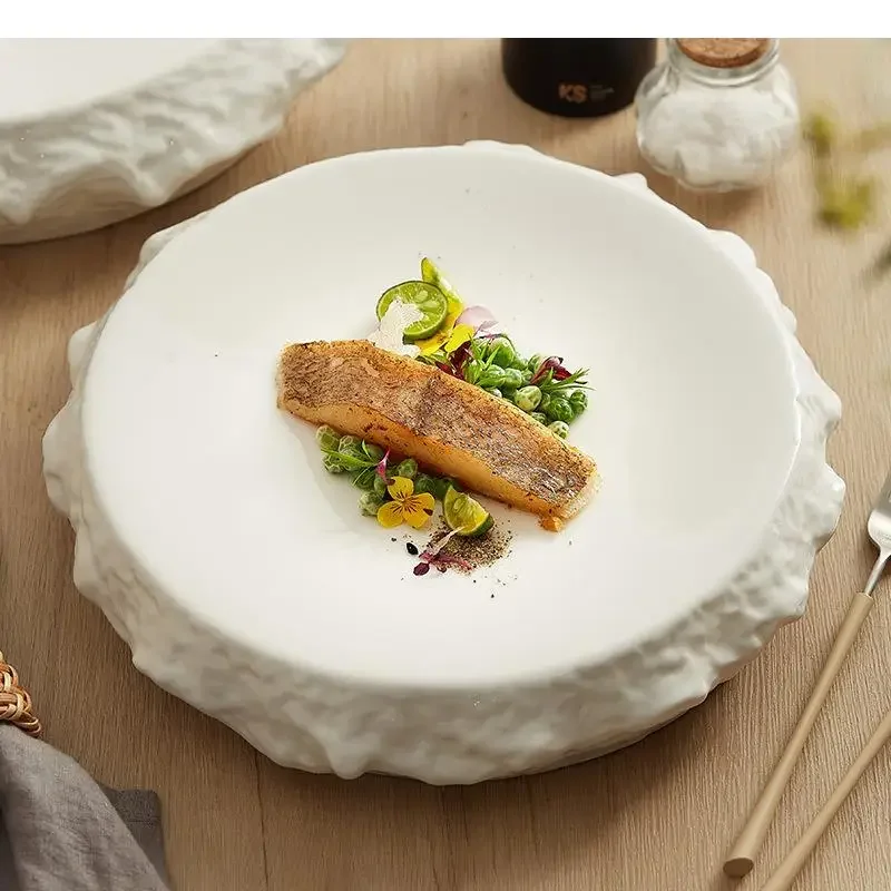 Irregular Shape Ceramic Pasta Steak Plate Sashimi Sushi Dish Restaurant Solid Color Tableware Cooking Snack Desserts