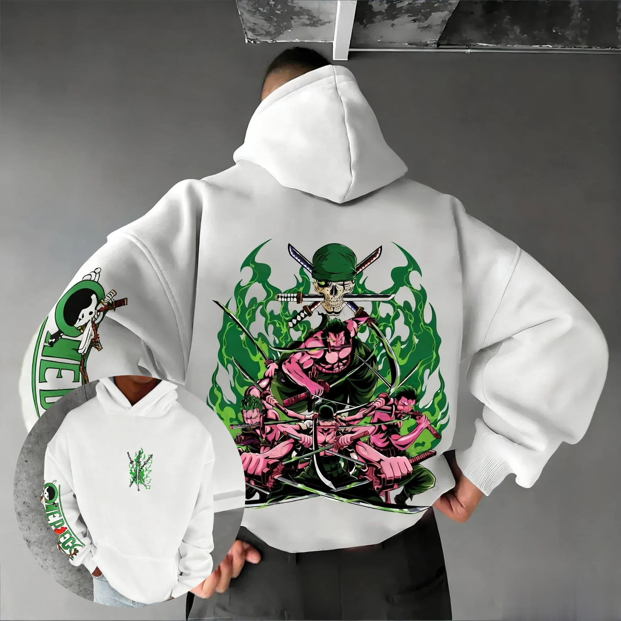 

Anime One Piece Zoro Luffy Sanji Hallowmas Graphic Hoodie Men Women Streetwear Cosplay Casual Fashion Autumn Winter Sweatshirt