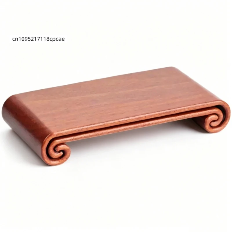 Multi-size Retro Scroll Wooden Display Base Desktop Figurine Teaware Collectible Ornament Stand Table Decor Holder