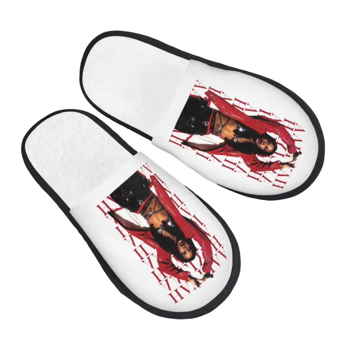 

Custom A-Aaliyahed Pop Hip Hop Comfy Scuff With Memory Foam Slippers Women Singer Actress Hotel House Shoes