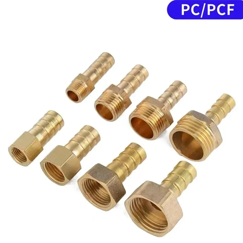 Conector Tipo Pagoda para Tubos 6 8 10 12 14mm, Junta de Latão com Rosca para Mangueira Diâmetro 1/4 1/8 1/2 3/8 para Compressor de Ar, Gás e Tubulação de Água