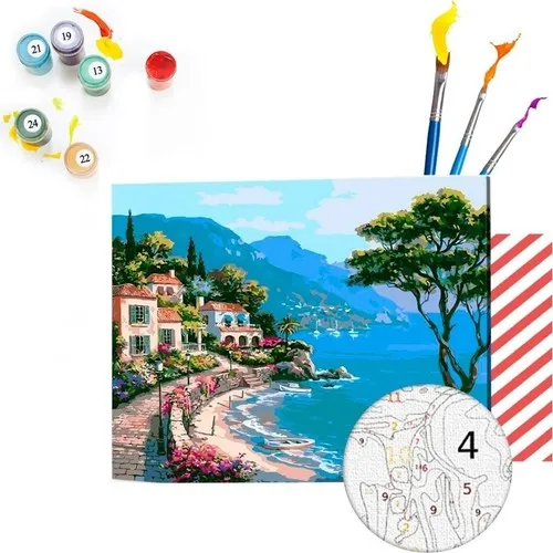 Tabdiko Coastal town of Painting By Numbers 40*50 cm Canvas Print Painting Set