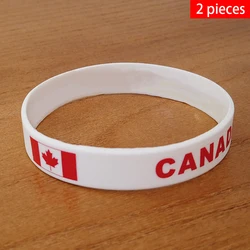 2pcs Canada National Flag Wristbands Sports Silicone Bracelet Men Women Rubber Band Patriotic Commemorative Fashion Accessory