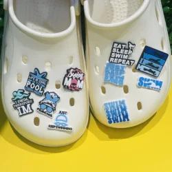 1-10pcs Swimming Sports Shoe Charms DIY Sandals Accessories Buckle PVC Shoes Ornament For Man Children Party Gift