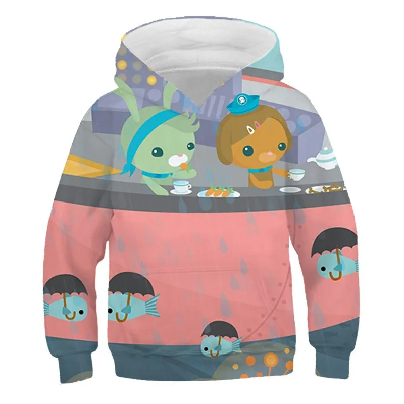 2024 Spring and Autumn Children Cartoon Hooded Sweatshirt Octonauts Undersea Column 3D Digital Printing Children\'s Casual Hoodie