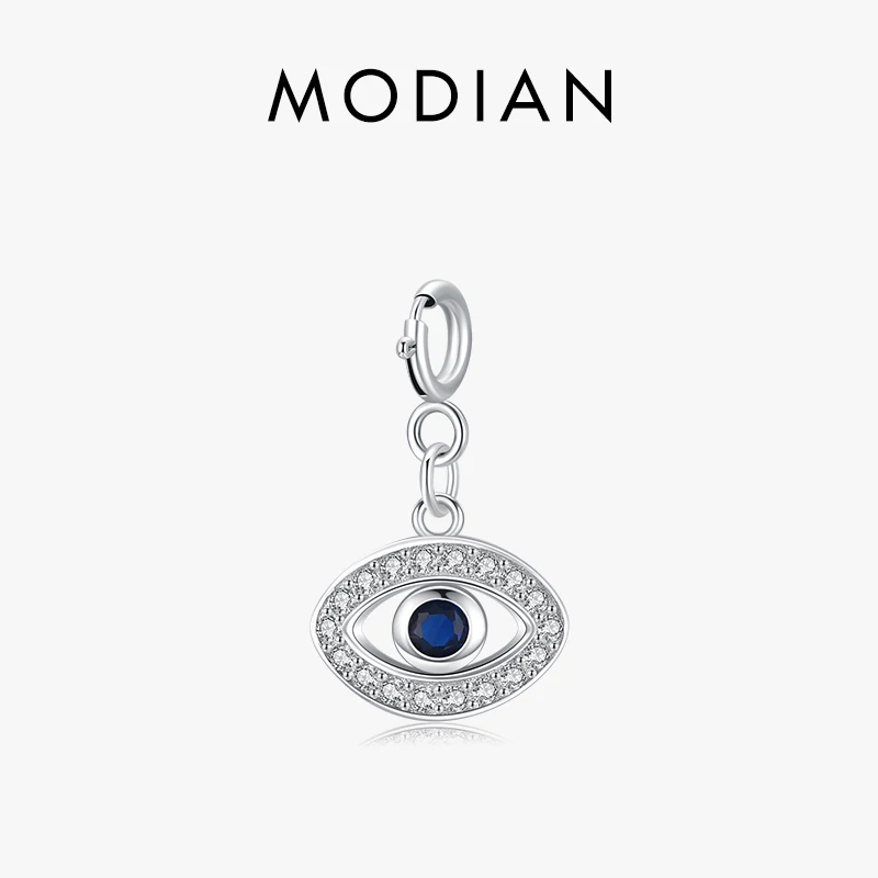 Modian 100% 925 Sterling Silver Blue Zirconia Eyes Pendant Fit For Women DIY Making Bracelet & Necklace Charms Fine Jewelry