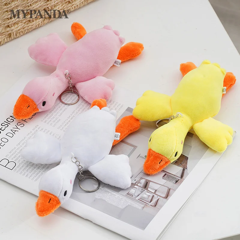 Duck Plush Toys Fluffy Doll Keychain Cute Animal Swan Goose Soft Dolls Stuffed Toys Schoolbag Pendant Kids Girls Birthday Gift