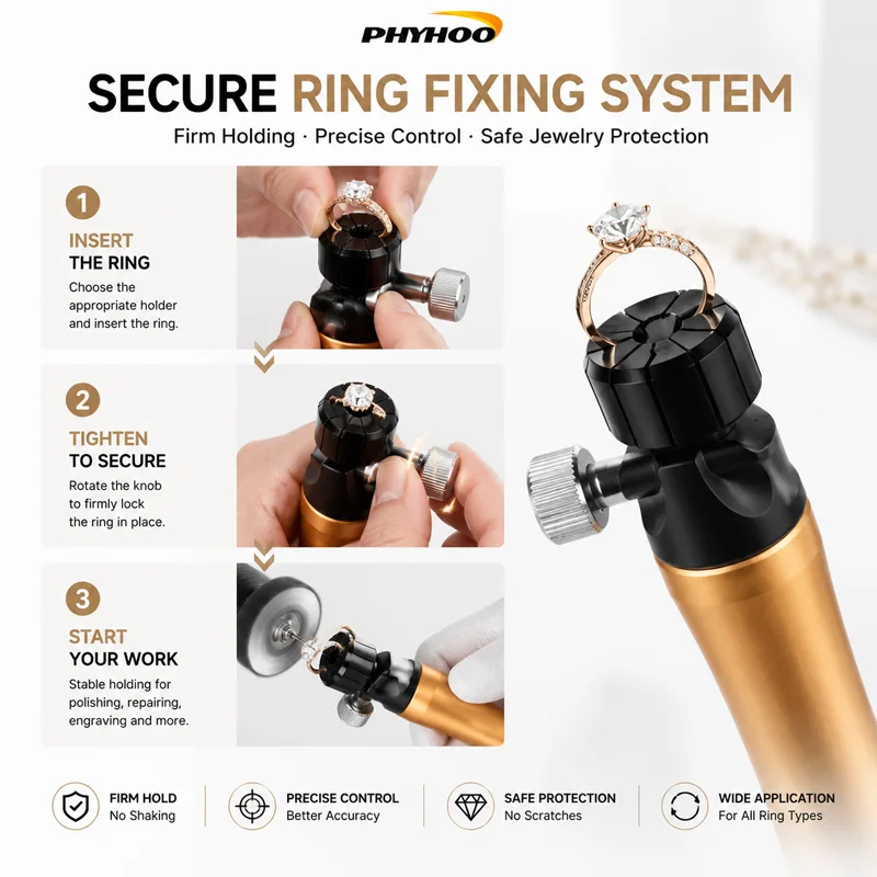 PHYHOO Professional Ring Holdi - Ring Clamp Wood Jewelry Setting Tool 评论和价格