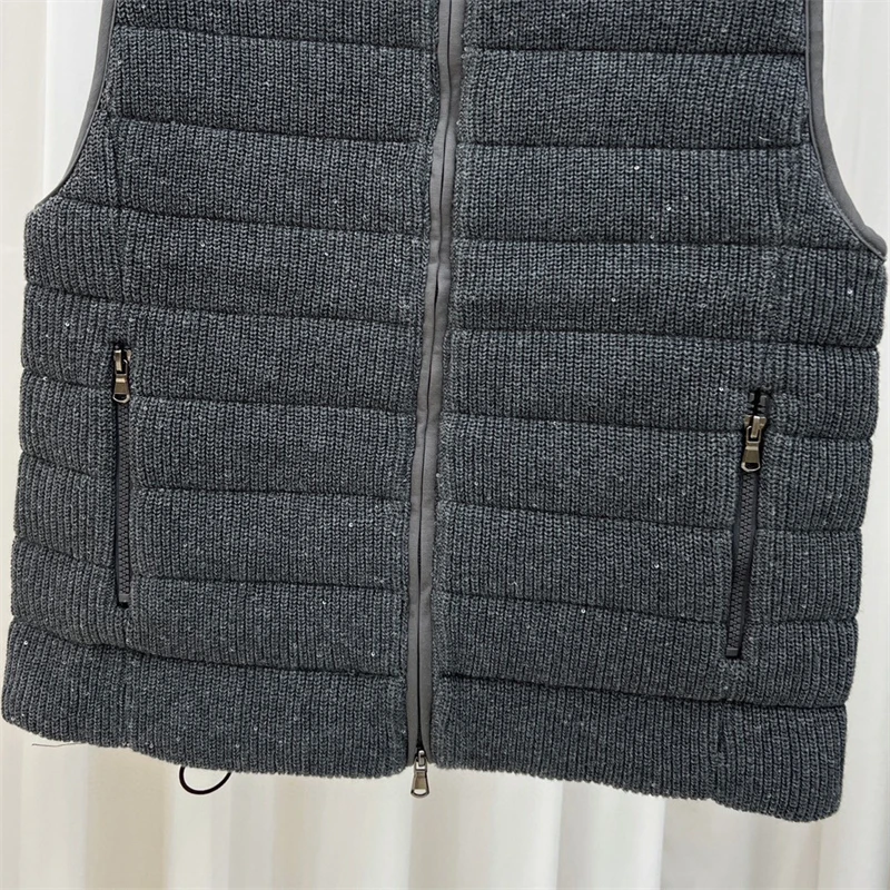 شتاء جديد المرأة الوقوف طوق سميكة الدافئة الترتر محبوك أسفل سترة Y2K جودة عالية موضة عادية بسيطة تانك القمم #6