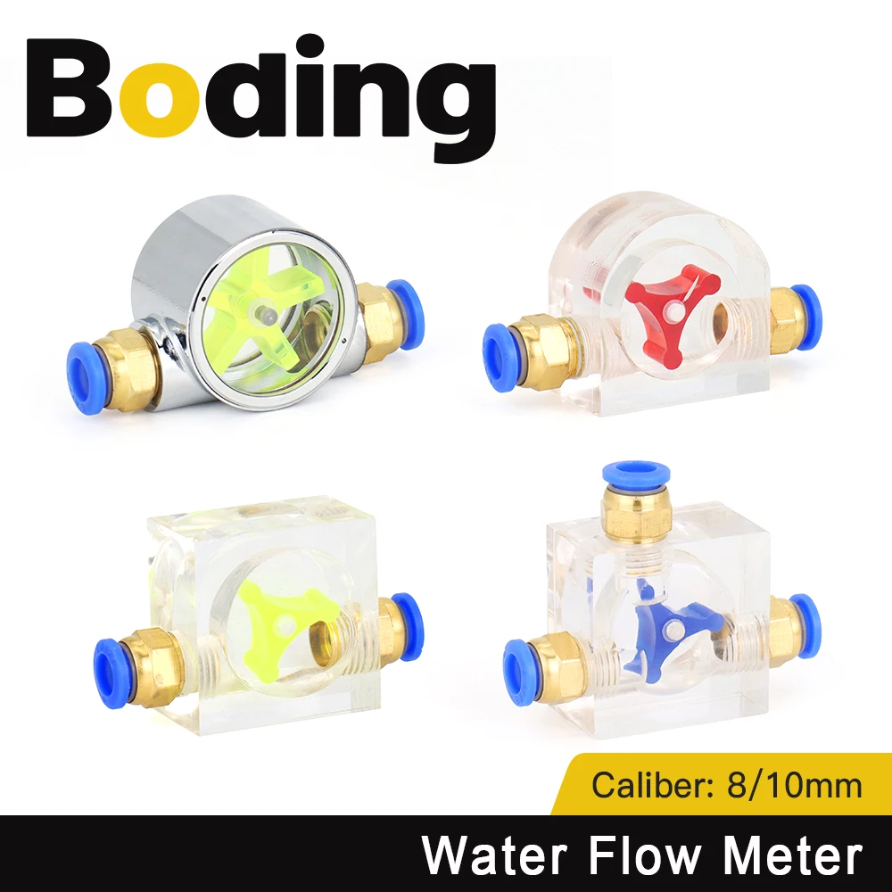 BODING Water Flow Meter Monitor Indicator G1/4 Spindle Motor Water-Cooled Water Path System Connected To 8mm Water Pipe