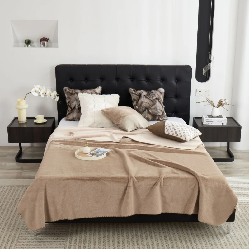 

Luxury Mink Velvet Throw Blanket Double-Sided Winter Office Nap Blanket, Solid Color Warm Cover for Home, Travel, Sofa & Bed