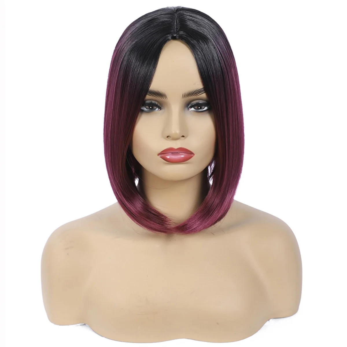 

Fashion Wig Short Hair Middle Parted Color Chemical Fiber High Temperature Silk Ladies Wig Covering,D