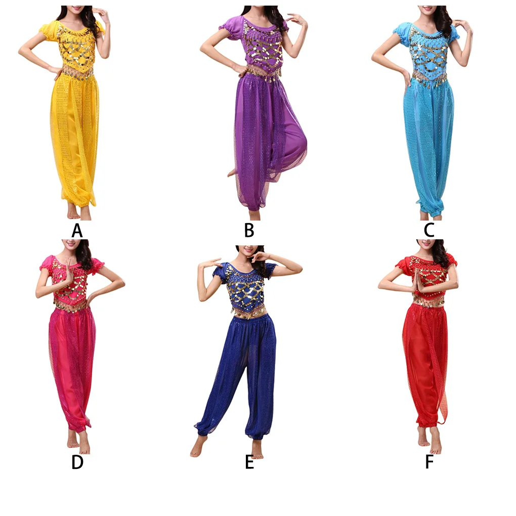 Indian Belly Dance Pants Dancing Back Top Costume Set Fashionable